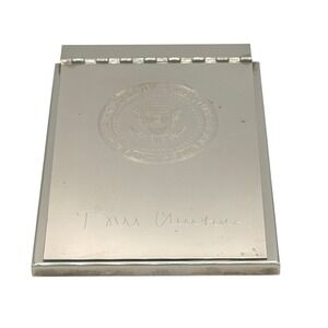 Official White House Bill Clinton Signature Silver Plated Memo/Notepad Holder